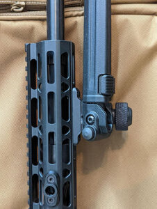 An MLok rail system component, focusing on the slots.