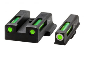 A variety of replacement sights with bright green markings