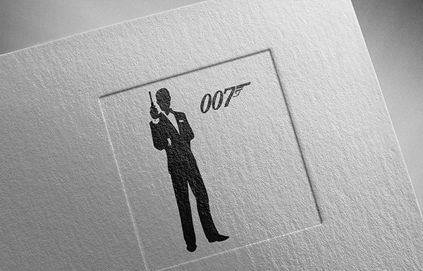 Stylized James Bond illustration with 007 logo